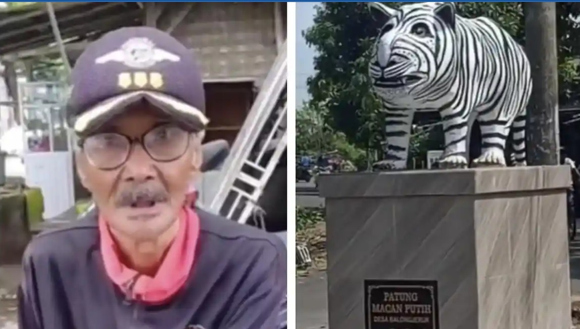 Patung Macan Putih Kediri Viral karena Imut, Cak Suwari Sang Pembuat Buka Suara. (Instagram Folkkonoha)